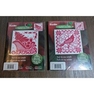 BUCILLA Counted Cross Stitch Kits 5x5 Cardinal 84460 Sleigh 84464 Christmas